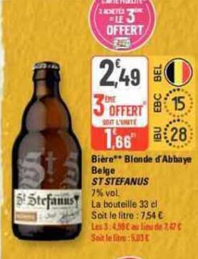 bière blonde d'abbaye belge st stefanus