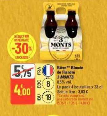 Bière Blonde De Flandre 3 Monts