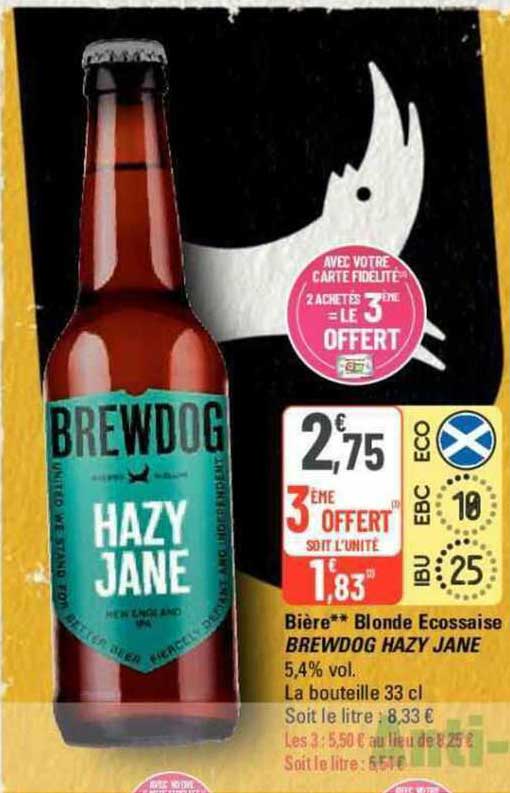 bière blonde écossaise brewdog hazy jane