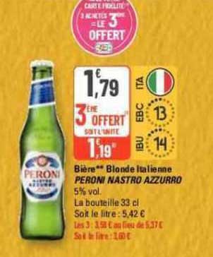 bière blonde italienne peroni nestro azzurro
