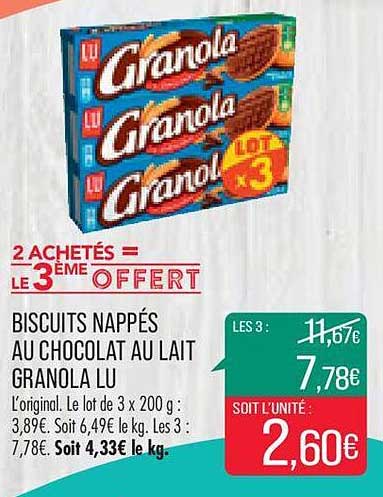 Biscuits Nappés Au Chocolat Au Lait Granola Lu