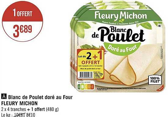 blanc de poulet doré au four fleury michon