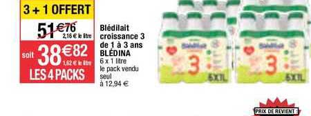 blédilait croissance 3 de 1 à 3 ans blédina