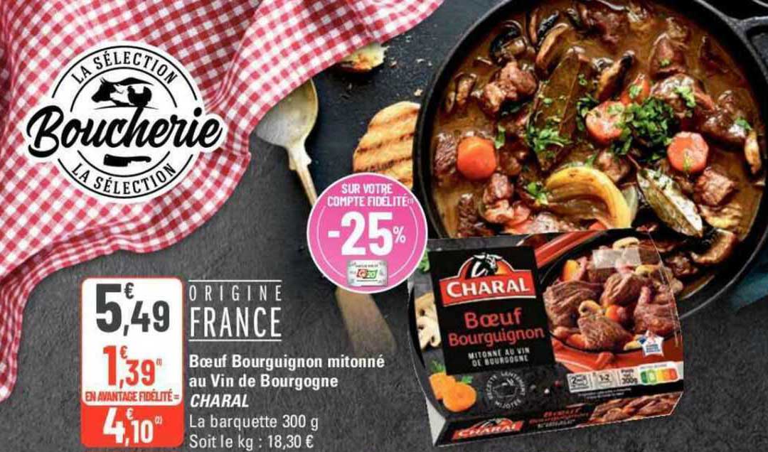 bœuf bourguignon mitonné au vin de bourgogne charal