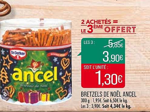 bretzels de noël ancel 2 achetés = le 3ème offert