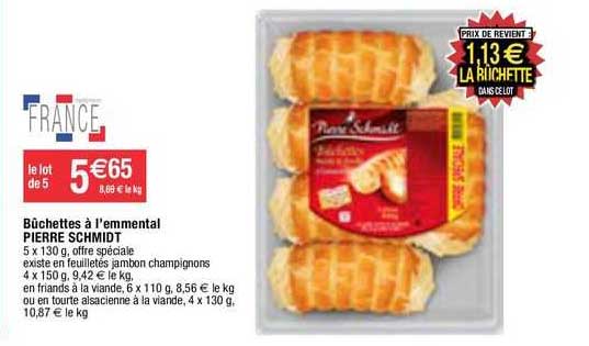 bûchettes à l'emmental pierre schmidt