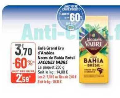 café grand cru d'arabica notes de bahia brésil jacques vabre
