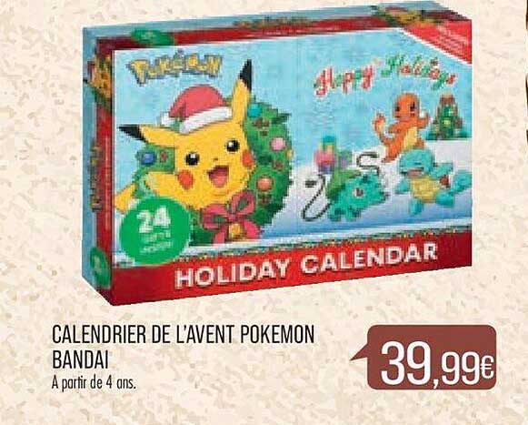 calendrier de l'avent pokémon bandai