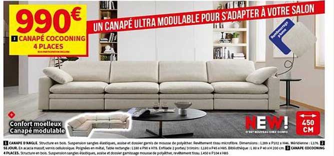 canapé cocooning 4 places