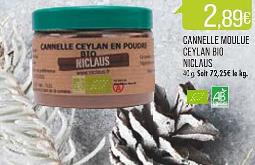 cannelle moulue ceylan bio niclaus