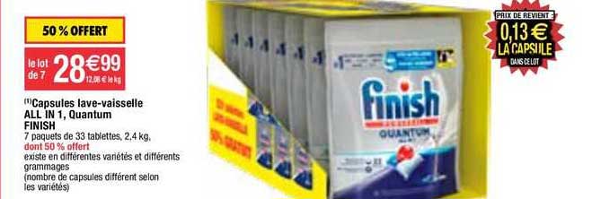 capsules lave-vaisselle all in 1, quantum finish