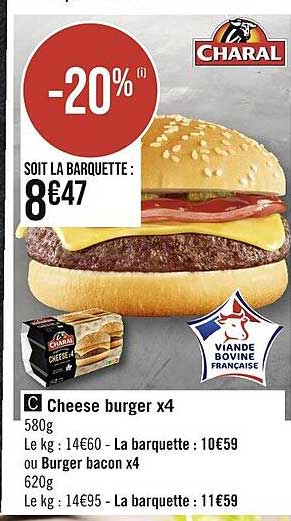 Cheese Burger X4 Ou Burger Bacon X4 Charal