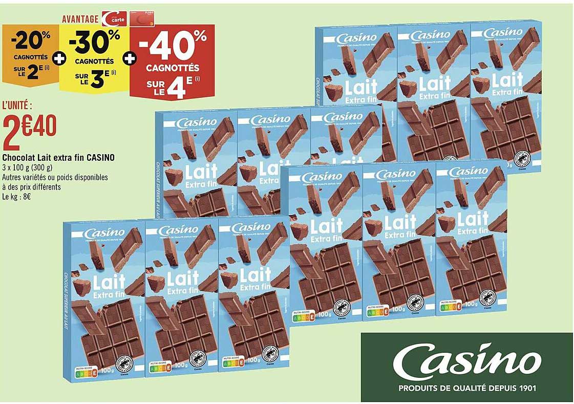 Chocolat Lait Extra Fin Casino