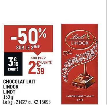 Chocolat Lait Lindor Lindt