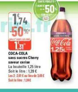 coca-cola sans sucres cherry saveur cerise