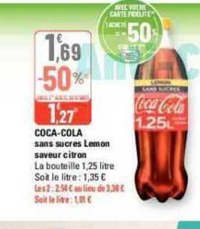 coca-cola sans sucres limon saveur citron