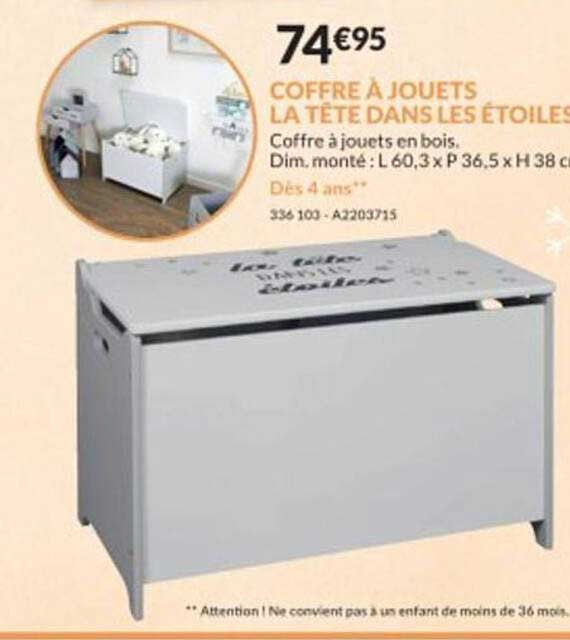 coffre à jouets la tête das les étoiles