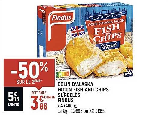 colin d'alaska façon fish and chips surgelés findus