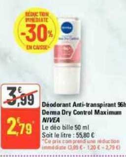 déodorant anti-transpirant 96h derma dry control maximum nivea