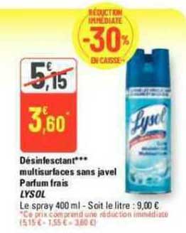 Désinfectant Multisurfaces Sans Javel Parfum Frais Lysol