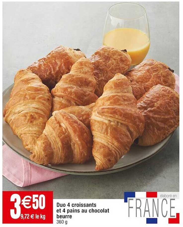 Duo 4 Croissants Et 4 Pains Au Chocolat Beurre