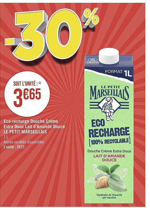 éco-recharge Douche Crème Extra Doux Lait D'amande Douce Le Petit Marseillais