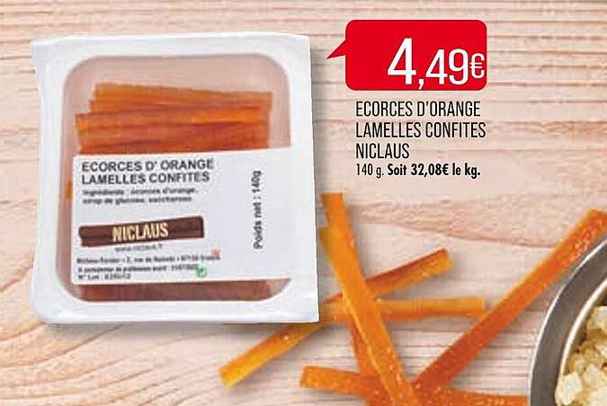 ecorces d'orange lamelles conffites niclaus