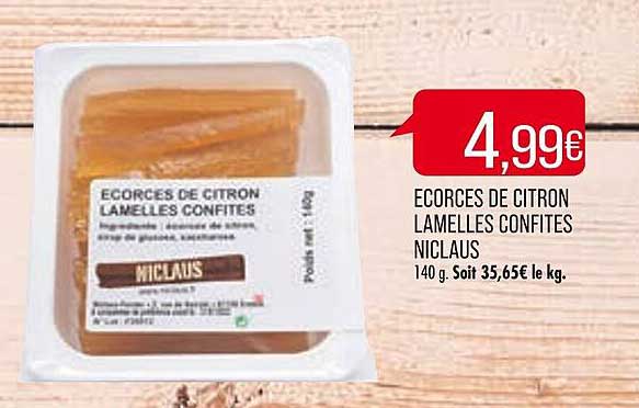 ecorces de citron lamelles confites niclaus