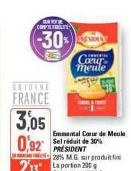 emmental cœur de meule sel réduit de 30% président