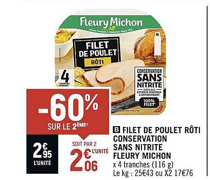 filet de poulet rôti conservation sans nitrite fleury michon