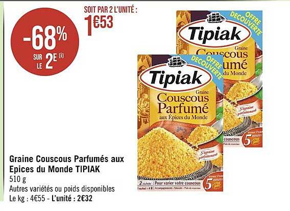 graine couscous parfumés aux épices du monde tipiak