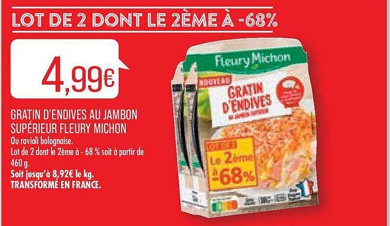 gratin d'endives au jambon supérieur fleury michon