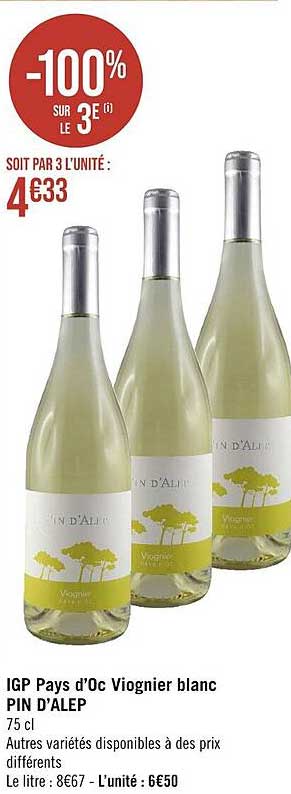 igp pays d'oc viognier blanc pin d'alep