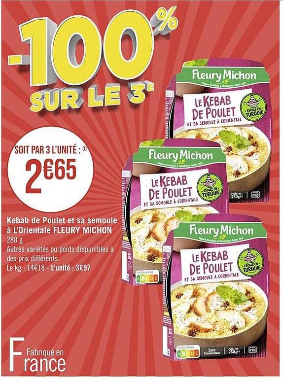 Kebab De Poulet Et Sa Semoule à L'orientale Fleury Michon