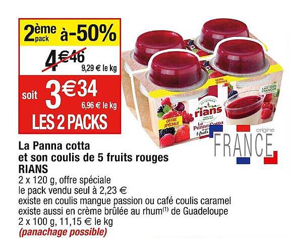 la panna cotta et son coulis de 5 fruits rouges rians