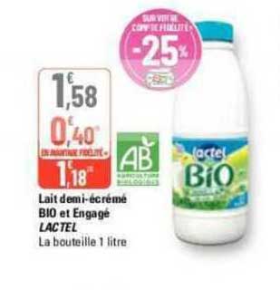 lait demi-écrémé bio et engagé lactel