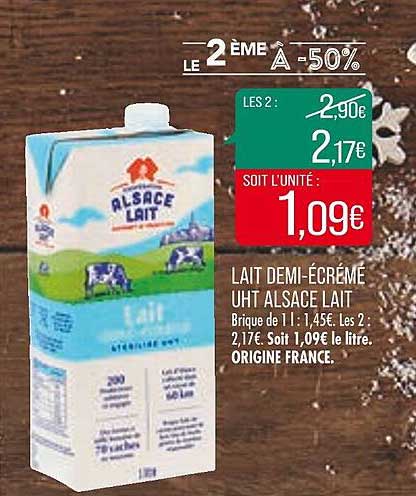 lait demi-écremé uht alsece lait