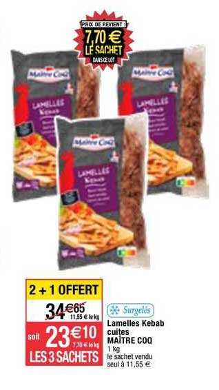 lamelles kebab cuites maître coq