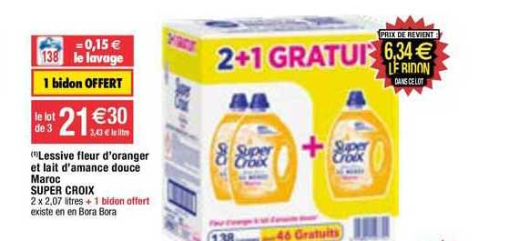 lessive fleur d'oranger et lait d'amande douce maroc super croix