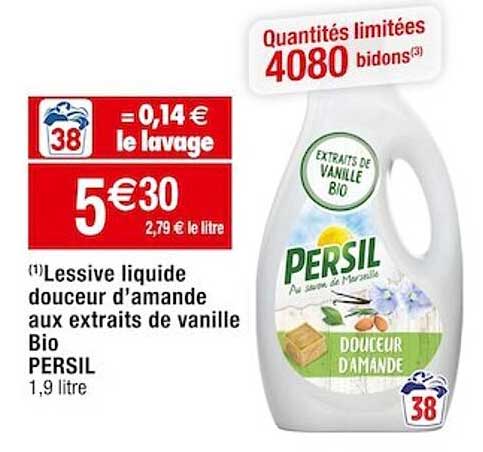 lessive liquide douceur d'amande aux extraits de vanille bio persil