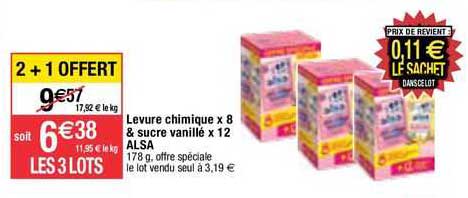 levure chimique x8 & sucre vanillé x12 alsa