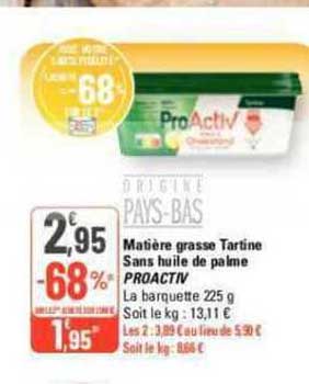 matière grasse tartine sans huile de palme proactiv