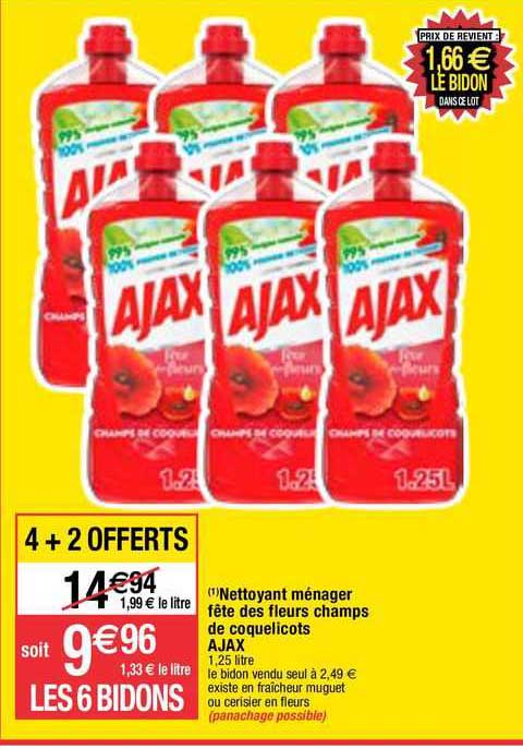 nettoyant ménager fête des fleurs champs de coquelicots ajax