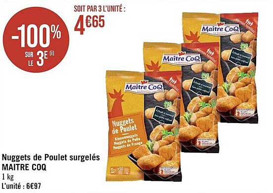 nuggets de poulet surgelés maître coq