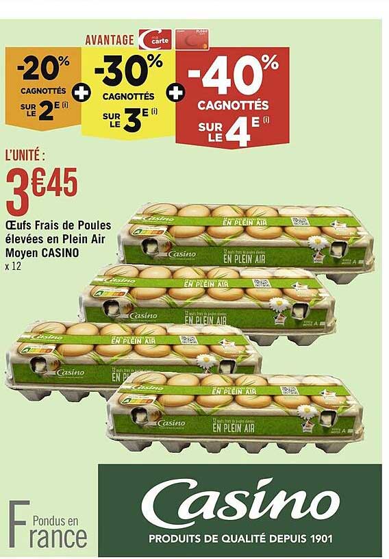 œufs frais de poules élevées en plein air moyen casino