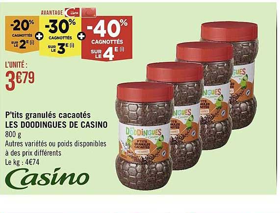 p'tits granulés cacaotés les doodingues de casino