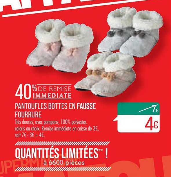 Pantoufles Bottes En Fausse Fourrure 40% De Remise Immédiate
