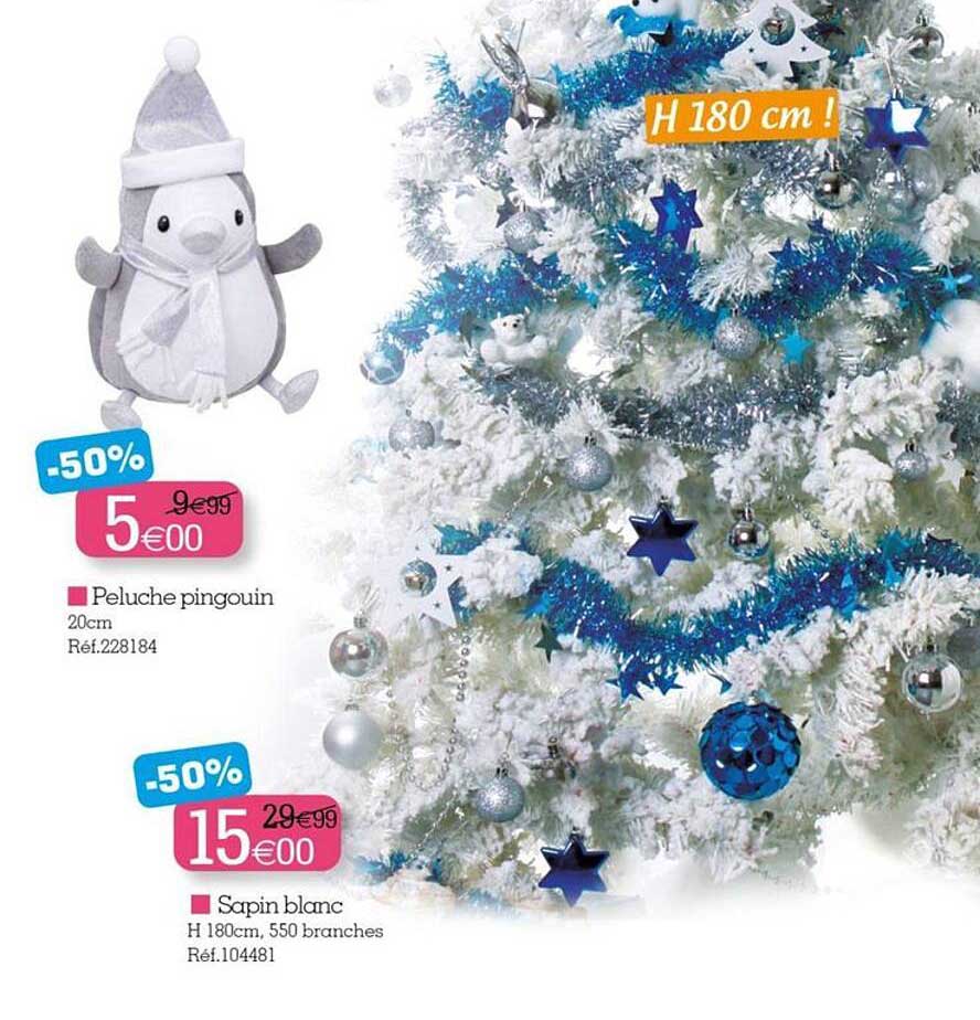 peluche pingouin 20 cm, sapin blan