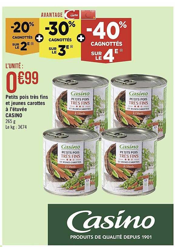 petits pois très fins et jeunes carottes à l'étuvée casino