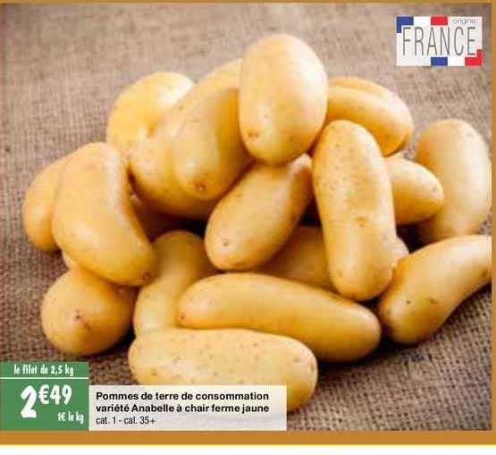 pommes de terre de consommation variété anabelle à chair ferme jaune